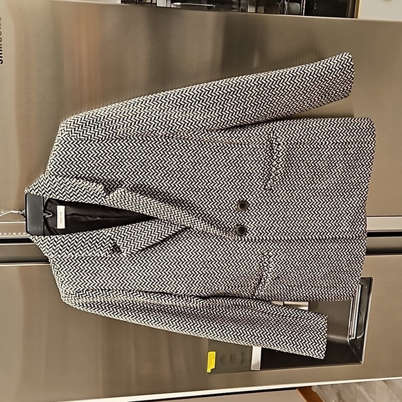 💕ANINE BING💕 Fishbone Blazer ~ Wool Blend Black & Off-White Print XS - Picture 12 of 16